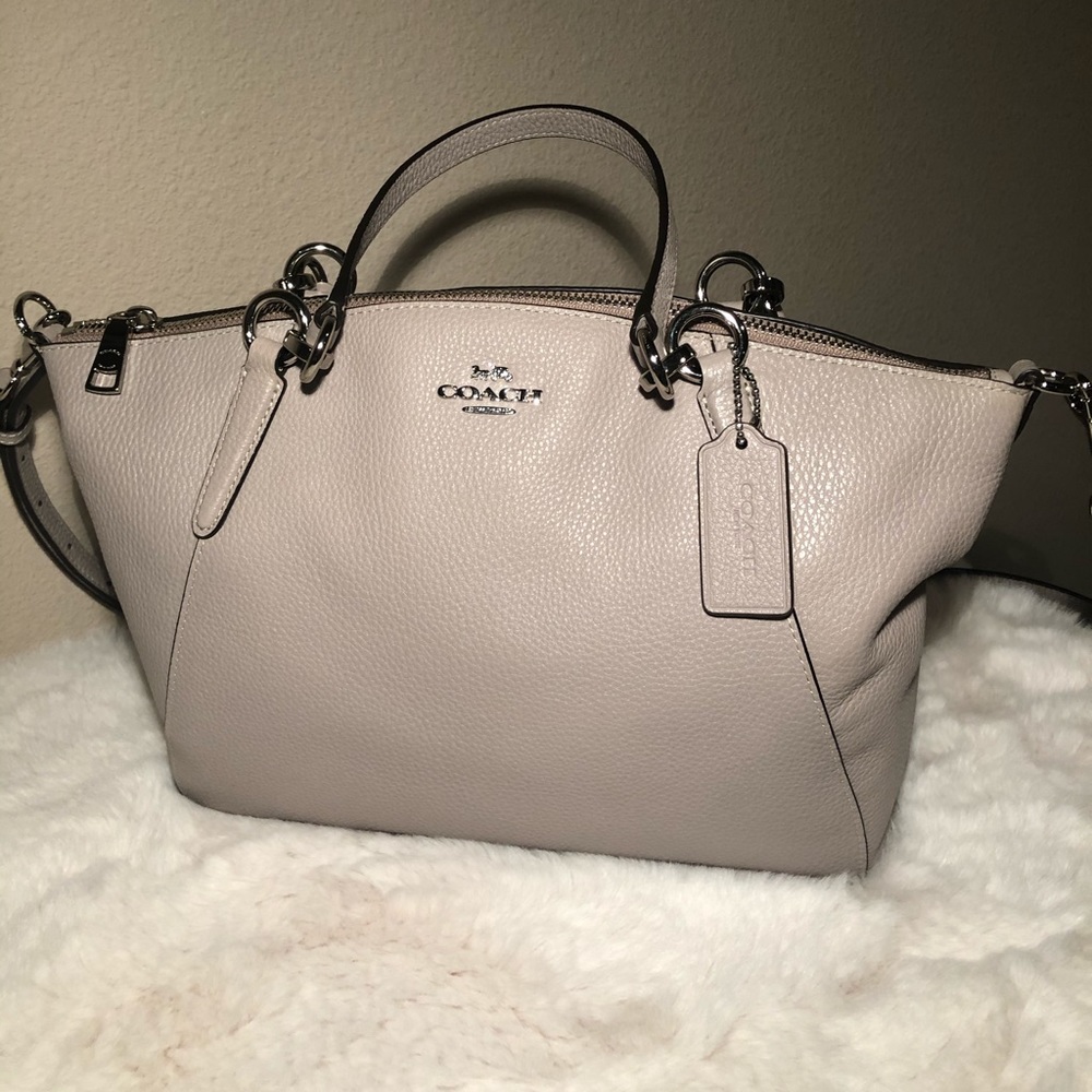 Coach Leather Bone Gray Handbag